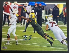 KAYVON THIBODEAUX SIGNED OREGON DUCKS 11x14 JUMP Photo BECKETT WITNESS COA