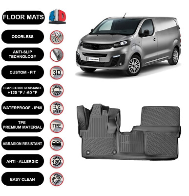 Floor Mats Liner Fits Fiat Scudo (2021-2025) Waterproof 3D Molded 2pcs