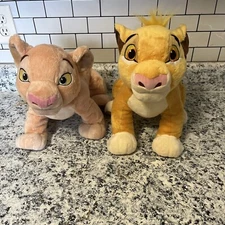 Disney Store Lion King Nala and Simba Large Plush 13" Baby Cub Stuffed Animal