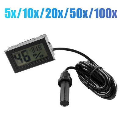 Mini Reptile Terrarium Digital Thermometer Hygrometer with Probe Humidity Gauge