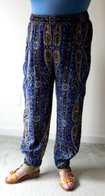 NWT Kobi Halperin Tristin Azure Multicolor Paisley Print Harem Jogger Pants XXL