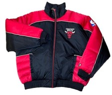 Vintage 90s NBA Chicago Bulls Pro Player Mens XL Red Black Puffer Jacket
