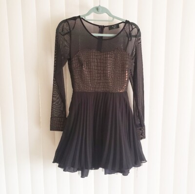 AX Paris Black Gold Metallic Skater Dress Size 8 | eBay