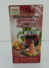 New German Made Knox Gluhwein Wine Punch 24 Medium Incense Cones for Smokers