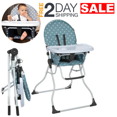 Silla Alta Para Comer De 6 Meses Bebe Niño Portátil Plegable Azul Barata Calidad