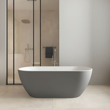 Modern Matt Grey Malcao 1650mm Free Standing Bath With Waste