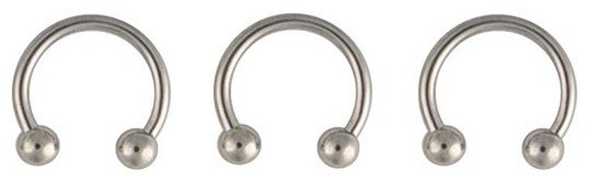 62 pcs 12g 1/2" Ball Horseshoe Rings 316l surgical steel