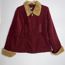 Vintage Mudd Coat Womens Medium Burgundy Beige Y2k 70's Sherpa Jacket