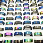 Wholesale 100pcs English The Lord's Prayer Mix Colors Stainless Steel Rings