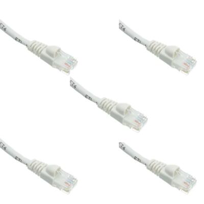 Pack of 5 Cables Snagless 1 Foot Cat5e White Network Ethernet Patch Cable