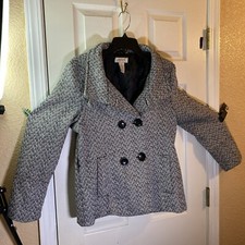 Aviva Premium Women Xl Peacoat Blazer Wool Heavyweight Pockets Buttons (damaged)