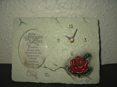 Clock & frame Strength of Love resin Dickson 3-d red rose wedding valentine NIB