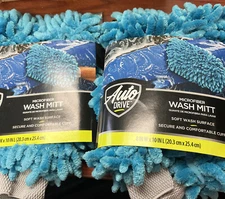 Auto Drive Microfiber Wash Mitt Soft Wash Surface Comfortable Cuff 2pack