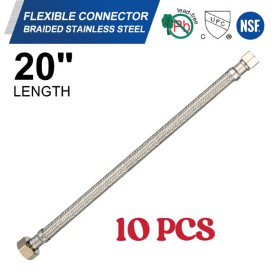 10 PCS 20 in. Length Braided Stainless Faucet Supply Line 3/8 ''Com x 1/2 ''FIP