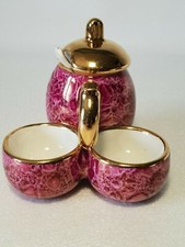 🌸 ancien coffret saleron salière poivrière condiment en porcelaine Limoges