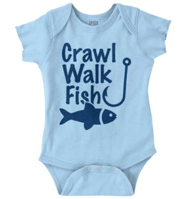 Crawl Walk Fish Funny Fishing Hook Bait Lure Unisex Baby Infant Romper  Newborn | eBay