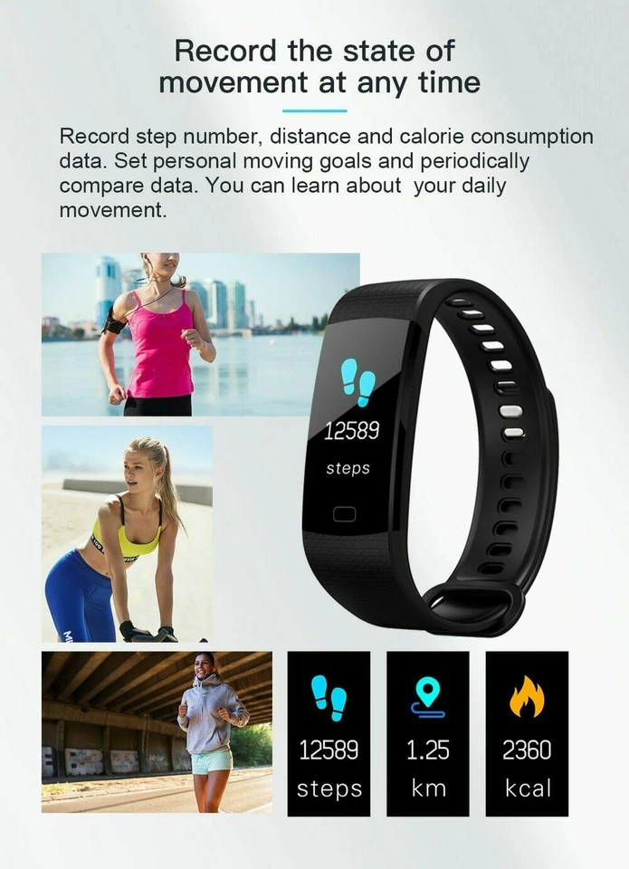 Smart Uhr Fitness Aktivität Tracker Schritt Für Bluetooth Sport Android IPHONE - Bild 3 von 4