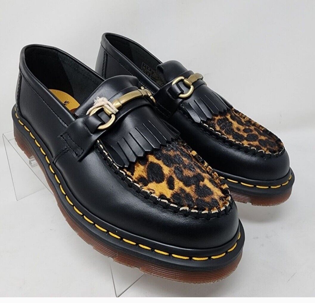 Dr. Martens Adrian Snaffle Leopard Hair Loafer Shoes Black Dr. Martens Adrian Snaffle Leopard Hair Loafer Shoes Black