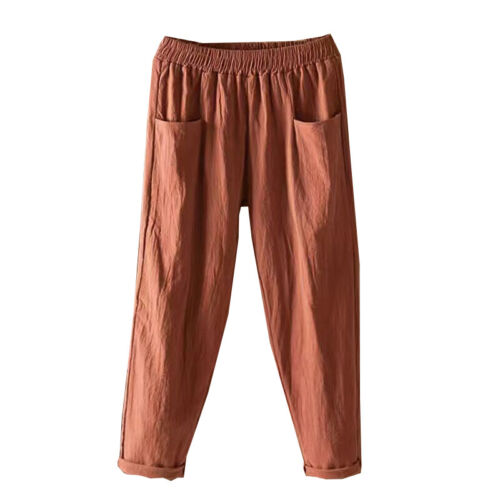 Womens Harem Pants Straight Pants Bottoms Trousers Cotton Linen Fashion Loose - Picture 8 of 19