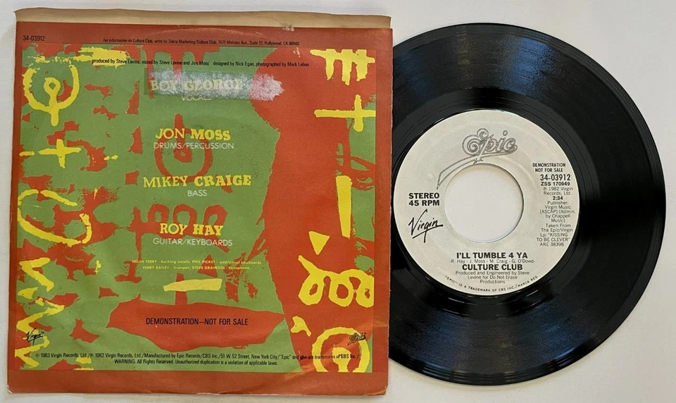 Culture Club I'll Tumble 4 Ya 45 rpm PS M- Virgin New Wave Pop (1983) DJ Promo — 第 2/2 张图片