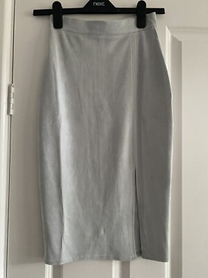 Missguided grey suede midi pencil skirt size