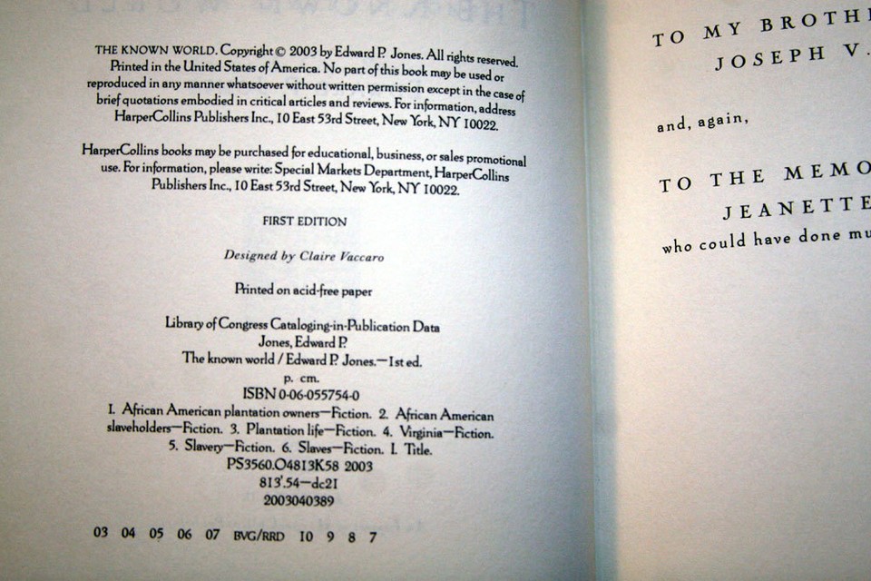 The Known World by Edward P. Jones AUTOGRAPHED COPY 1st Edition Signed