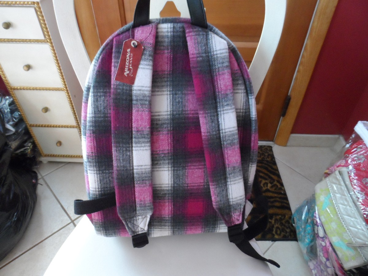 Soft pink, white and gray plaid backpack by Arizona NWT | eBay display picture 2