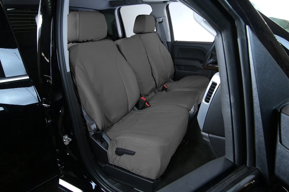 For Chevy Silverado 1500 03-06 Canvas 1st Row Charcoal Custom Seat Covers Foto 3 de 4