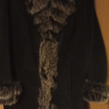 Fabiani Damen Ledermantel mit Fellbesatz Schw...
