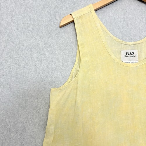 FLAX Jeanne Engelhart 100% Linen Lagenlook Maxi Dress L Mottled Yellow Beach - Picture 4 of 5
