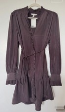 H&M aubergine frill Shirt Midi Dress BNWT Size M