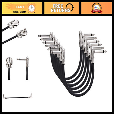 1/4 Inch Guitar Patch Cable, 6-Inch Length, 6-Pack, Auxiliary Audio Cords, Black