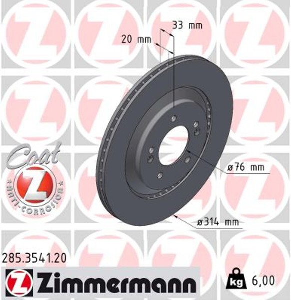 2X Bremsscheibe Coat Z Zimmermann 285.3541.20 FüR Hyundai I30 Fastback PDE Pden-image