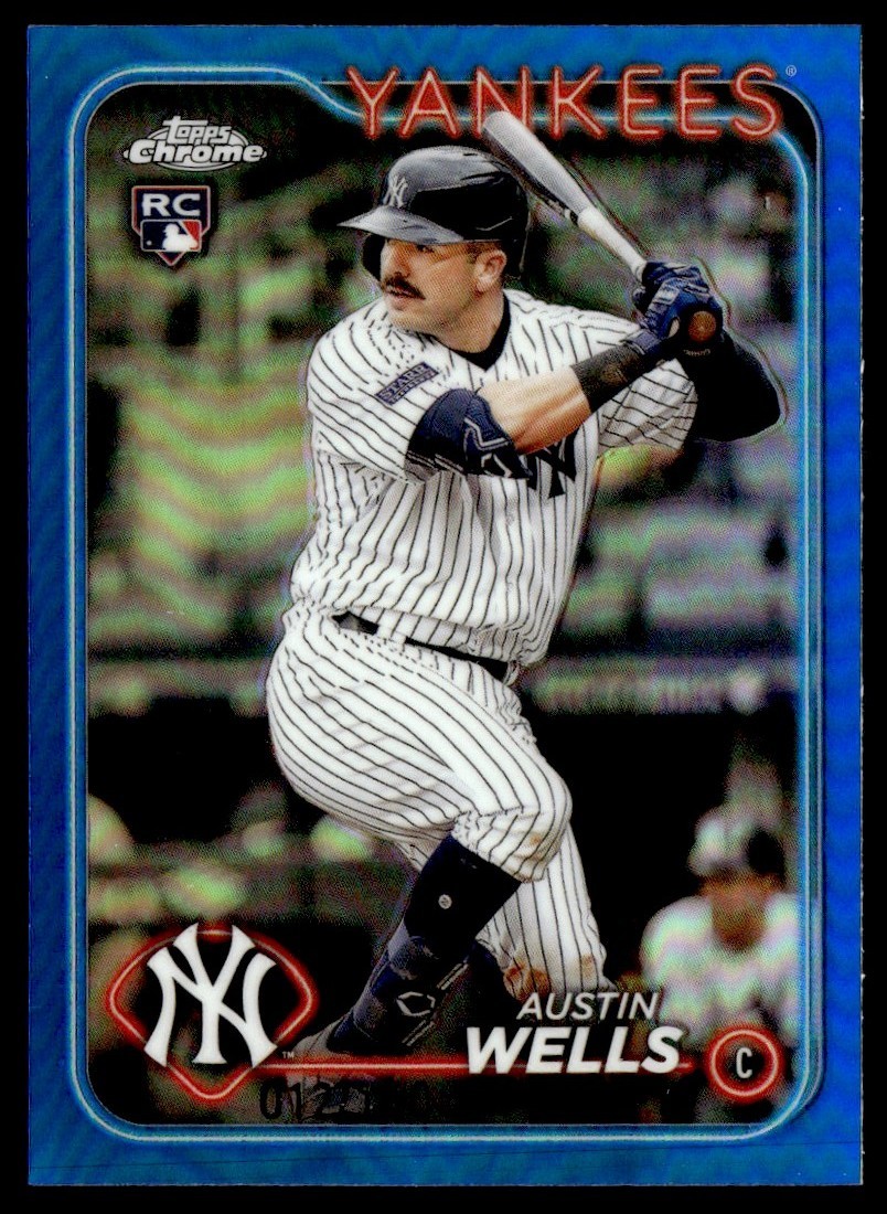 2024 Topps Chrome Blue Refractor Austin Wells RC 012/150 #281
