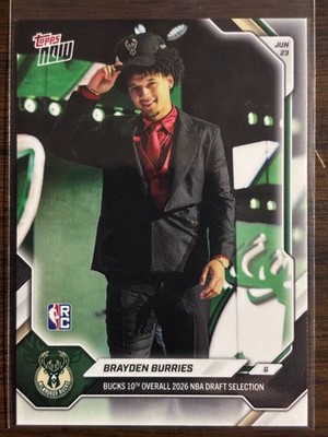 2025-26 Topps Now NBA #BBUR Brayden Burries Milwaukee Bucks RC