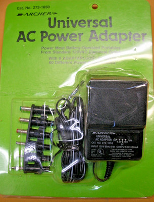 Archer Universal AC Adapter 273-1650 Input 120V 60Hz 8W Output DC 300mA VGC used