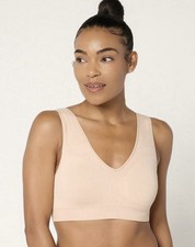Breezies Seamless Jacquard Back Smoothing Wirefree Bra Size L Sunbeige A692700
