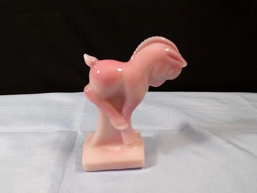 Fenton Heisey Shiny Rosalene Glass Kicking Horse Colt Figurine