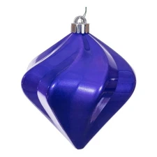 Vickerman Swirl Diamond UV Candy Christmas Ornaments in Purple (Set of 3)