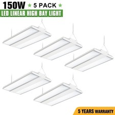 5-Pack 150W LED Linear High Bay Shop Light 22500LM 5000K Commercial Fixtures