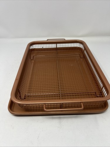2-Pcs Non-Stick Air Fryer Tray Bakeware Set for Oven with Crisper Pan and Basket - Picture 2 of 6