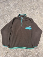 Patagonia Men's Synchilla Snap-T Pullover In Brown Blue Size XL