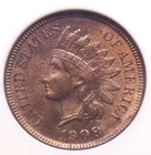 1908 "S" Indian Head Cent Penny 1c PCGS MS65 RB #010 Red Brown BU Unc ECC&C, Inc