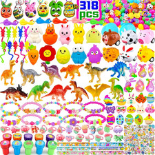 318 pcs Filled Easter Eggs 100 pack prefilled Easter Eggs Bulk wtih 218 Toys