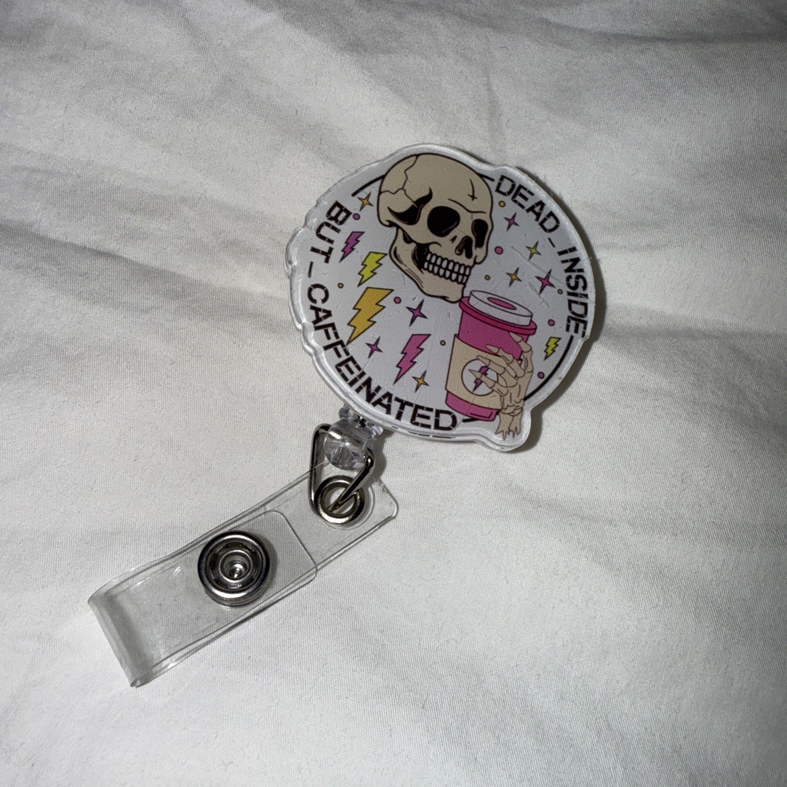 “Dead Inside But Caffeinated” Retractable Badge R… - image 2