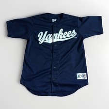 Vintage MLB New York Yankees Baseball Jersey Men's M Blue NYY 2000 Y2K Sports