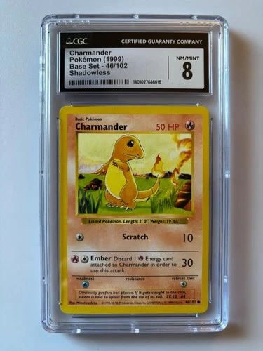 Charmander 46/102 Base Set Shadowless CGC 8 Pokemon