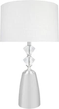 40198-11, 31" High Transitional Metal & Crystal Table Lamp, Satin Nickel and Dru