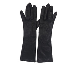 Vintage Hansen Mid Length Long Black Gloves 14.5" Size 7