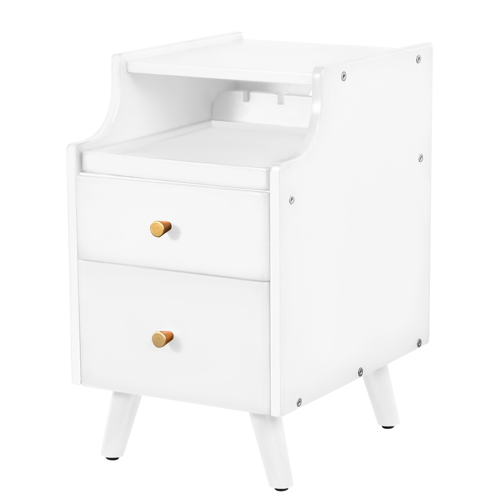 Modern Wood Nightstand with 2 Drawers Bedside End Table for Bedroom